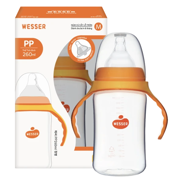 Bình sữa Wesser PP cổ rộng 260ml
