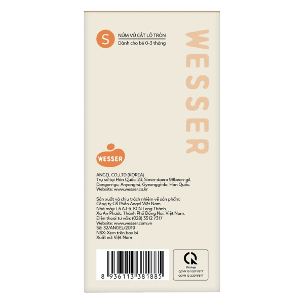 Bình sữa Wesser PPSU cổ rộng 180ml, núm ty size S cho bé 0–3 tháng