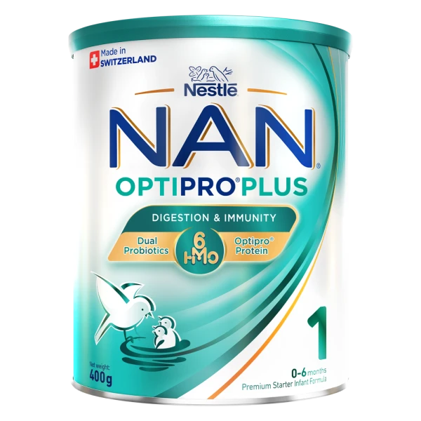 Sữa bột Nestlé NAN OPTIPRO PLUS 1 6HMO cho trẻ 0–6 tháng tuổi 400g