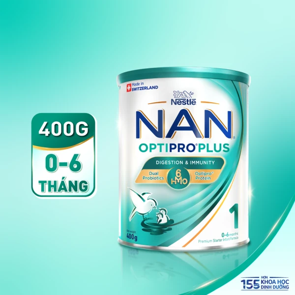 Sữa bột Nestlé NAN OPTIPRO PLUS 1 6HMO cho trẻ 0–6 tháng tuổi 400g