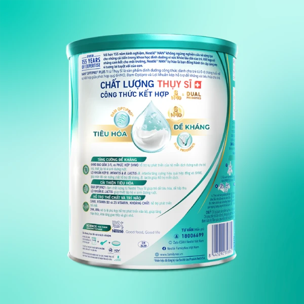 Sữa bột Nestlé NAN OPTIPRO PLUS 1 6HMO cho trẻ 0–6 tháng tuổi 400g