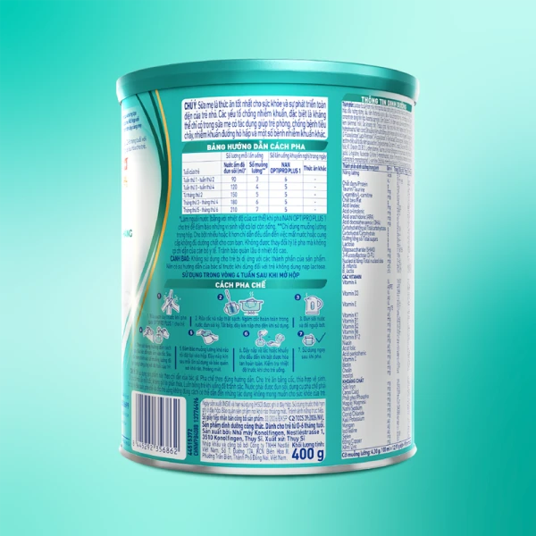 Sữa bột Nestlé NAN OPTIPRO PLUS 1 6HMO cho trẻ 0–6 tháng tuổi 400g