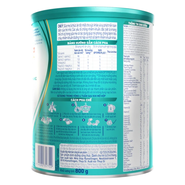 Sữa bột Nestlé NAN OPTIPRO PLUS 1 6HMO cho trẻ 0–6 tháng tuổi 800g