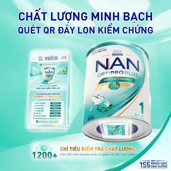 Sữa bột Nestlé NAN OPTIPRO PLUS 1 6HMO cho trẻ 0–6 tháng tuổi 800g