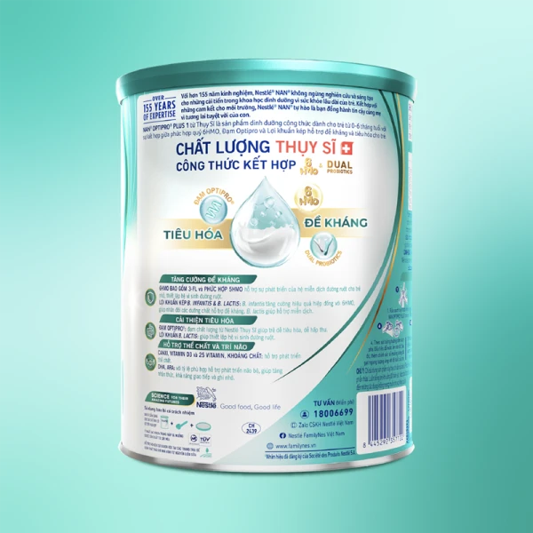 Sữa bột Nestlé NAN OPTIPRO PLUS 1 6HMO cho trẻ 0–6 tháng tuổi 800g