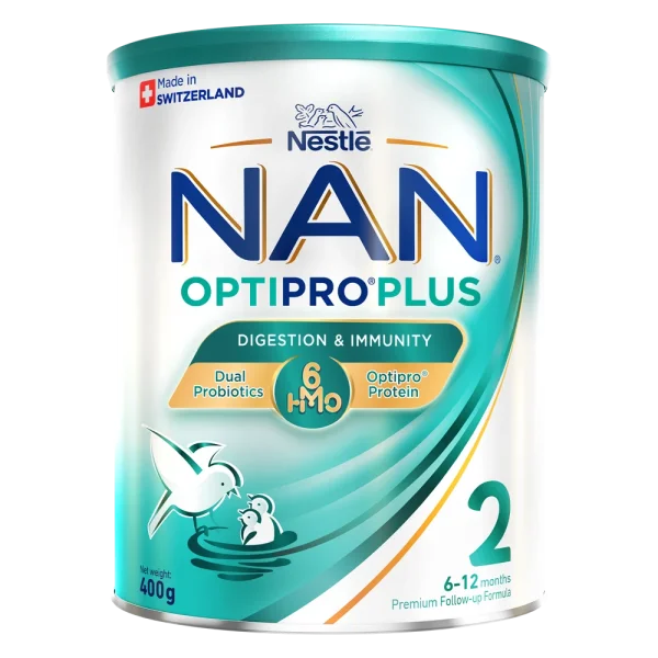 Sữa bột Nestlé NAN OPTIPRO PLUS 2 6HMO cho trẻ 6 - 12 tháng tuổi (Lon 400g)