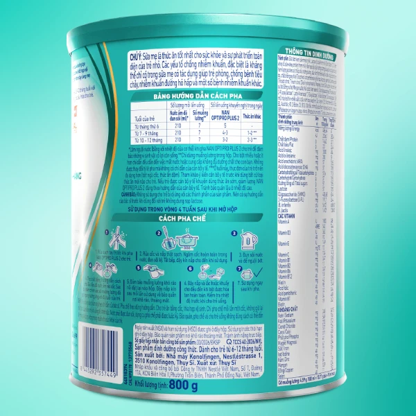 Sữa bột Nestlé NAN OPTIPRO PLUS 2 6HMO cho trẻ 6–12 tháng tuổi (Lon 800g)