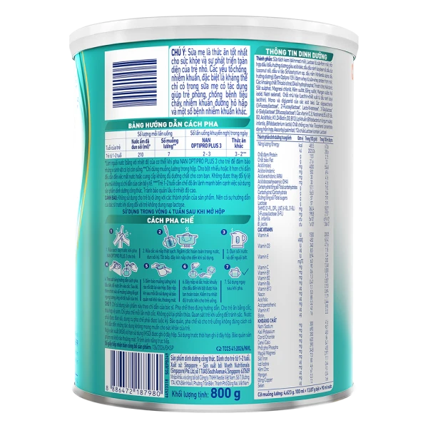 Sữa bột Nestlé NAN OPTIPRO PLUS 3 6HMO cho trẻ 1-2 tuổi (Lon 800g)