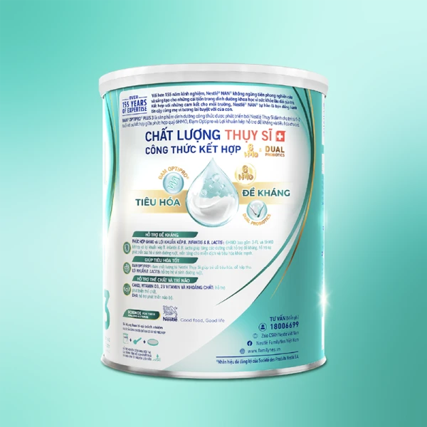 Sữa bột Nestlé NAN OPTIPRO PLUS 3 6HMO cho trẻ 1-2 tuổi (Lon 800g)