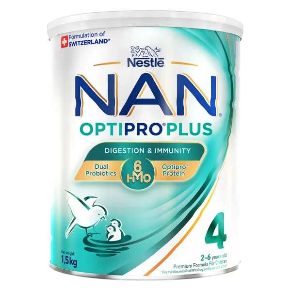Sữa bột Nestlé NAN OPTIPRO PLUS 4 6HMO cho trẻ 2 - 6 tuổi (Lon 1,5kg)