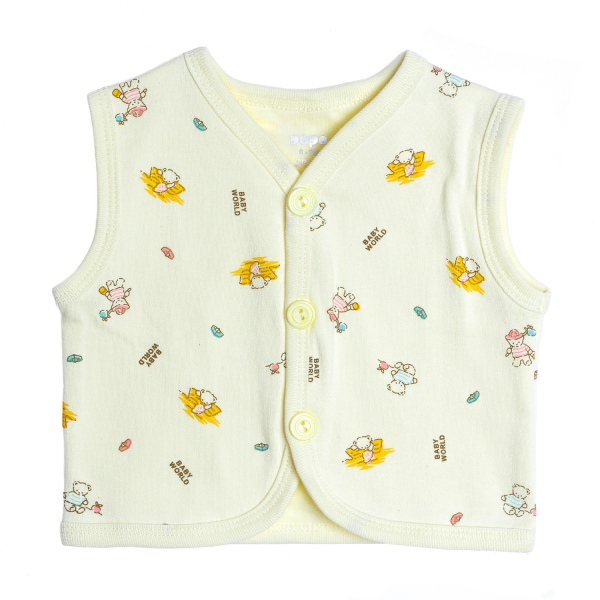 Áo ghi lê in hình gấu nhỏ PaPa 0-3 M, vàng