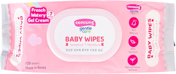 Combo 4 khăn ướt ConCung Gentle Care Hàn Quốc cho da nhạy cảm, 100 tờ (màu hồng)