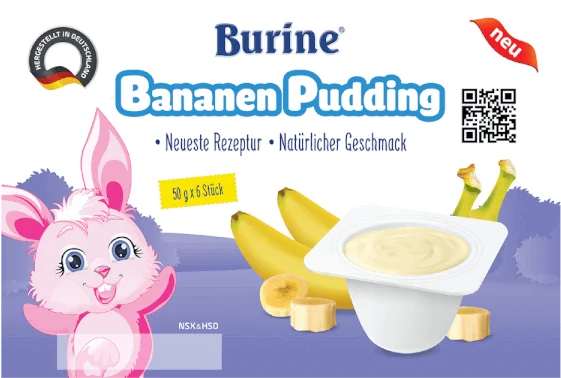 Combo 1 Trà Cốm Hoa quả Burine - Táo Tây (200g/hộp) và 1 Pudding Burine Vị Chuối (Vỉ 6 x 50g)