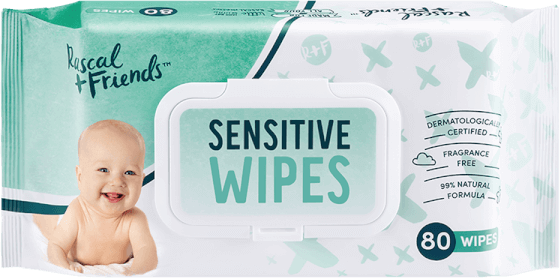 Khăn ướt dịu nhẹ Rascal + Friends (80 tờ)