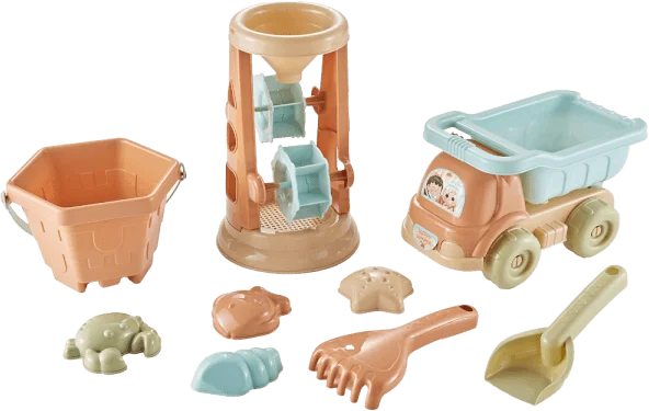 Đồ chơi đi biển guồng quay cát, xe tải chở cát kèm dụng cụ 9 pcs JS060292 C2305