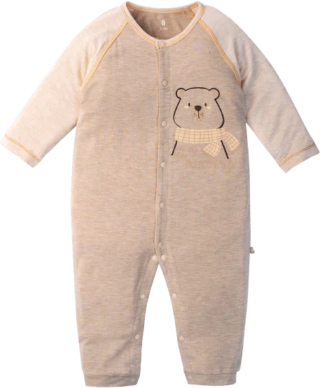 Bodysuit tính năng dài, vải sợi sồi BST Gấu nâu Animo BMC123096 (0-12M,Nâu nhạt)