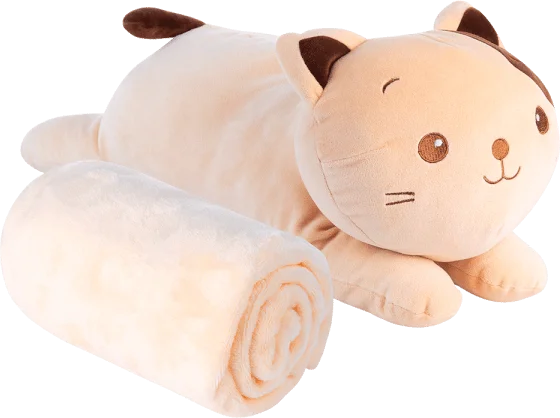 Thú bông mèo nâu kèm mền Animo