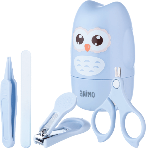 Bộ 4 dụng cụ cắt móng tay cho bé Animo (Cú xanh, GH-JC6601)