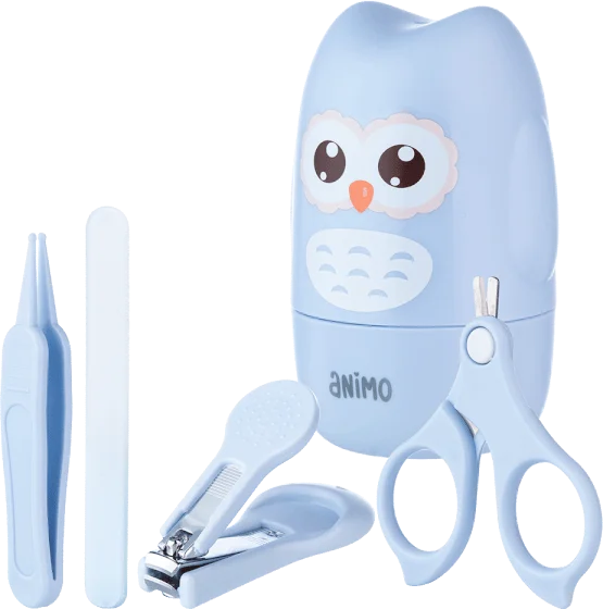 Bộ 4 dụng cụ cắt móng tay cho bé Animo (Cú xanh, GH-JC6601)
