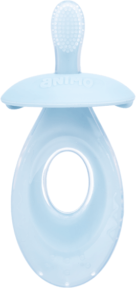 Bàn chải silicone tay cầm oval Animo (12M+, Xanh, GHtr2201)