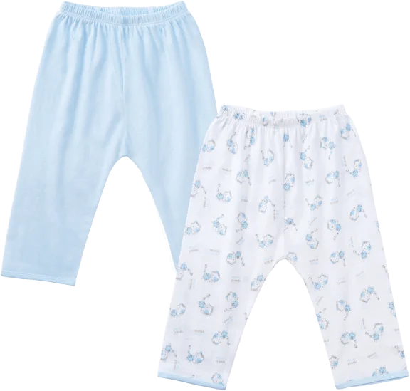 Cặp quần sơ sinh dài Animo KV123014 (NB,Trắng họa tiết_Xanh)