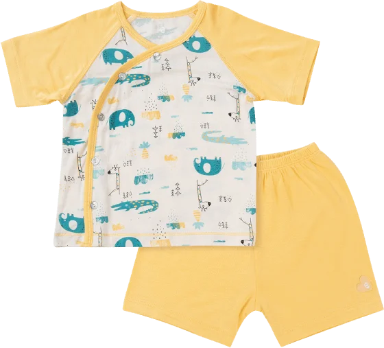 Bộ sơ sinh tính năng ngắn, vải modal BST Thiên Nga Animo BMC822074 (0-12M,Vàng)