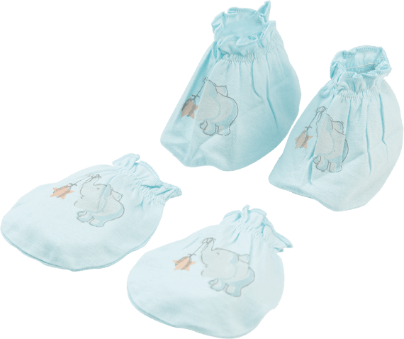 Bộ bao tay chân sơ sinh thun Animo HN522049 (NB,Xanh ngọc)