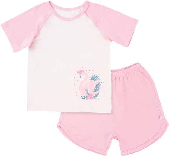 Bộ sơ sinh tính năng ngắn, vải modal BST Thiên Nga Animo BMC822070 (12-24M,Hồng)