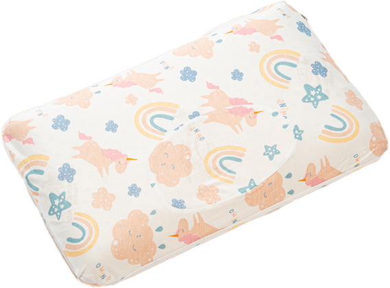 Gối cao su thiên nhiên Oval Baby nửa lõm màu hồng (Dorufoam)