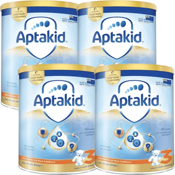 Combo 4 lon Thực phẩm bổ sung Aptakid số 3 900g (trên 2 tuổi)
