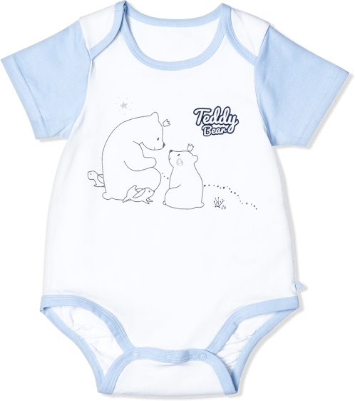 Bodysuit bé trai tam giác, Bst Bé Gấu trắng Animo KK922044 (0-12M,Xanh_trắng)