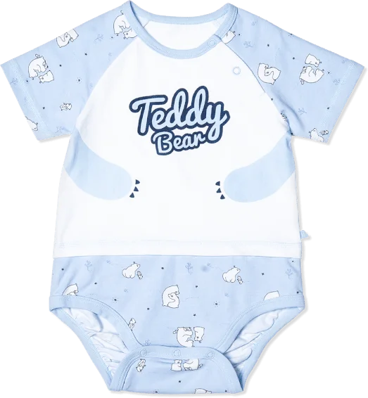 Bodysuit bé trai tam giác, Bst Bé Gấu trắng Animo KK922045 (0-12M,Xanh_trắng)