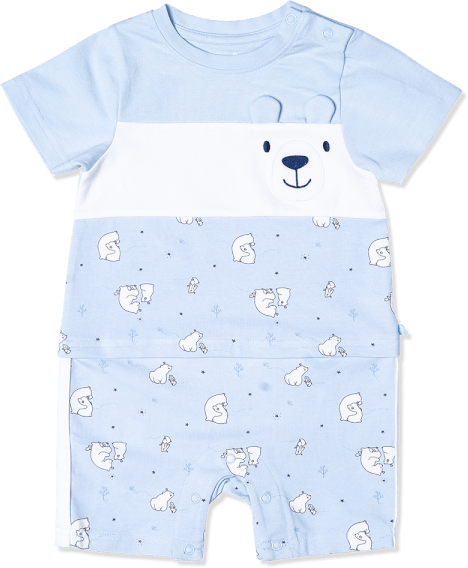 Bodysuit bé trai đùi, Bst Bé Gấu trắng Animo KK922046 (0-12M,Xanh_trắng)