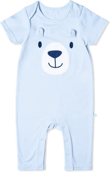Bodysuit bé trai dài, Bst Bé Gấu trắng Animo KK922047 (0-12M,Xanh_trắng)