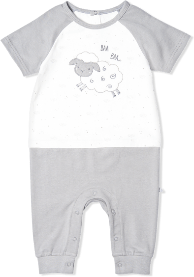 Bodysuit bé trai dài, Bst Cừu mộng mơ Animo KK922042 (0-12M,Xám_trắng)