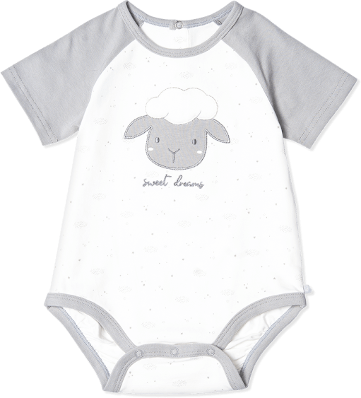 Bodysuit bé trai tam giác, Bst Cừu mộng mơ Animo KK922039 (0-12M,Xám_trắng)