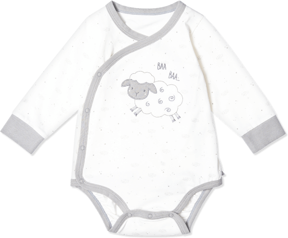 Bodysuit bé trai tam giác, Bst Cừu mộng mơ Animo KK922040 (0-12M,Xám_trắng)