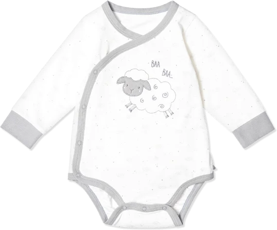 Bodysuit bé trai tam giác, Bst Cừu mộng mơ Animo KK922040 (0-12M,Xám_trắng)