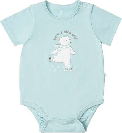 Bodysuit bé trai tam giác Bst Ngôi nhà của Gấu Animo KK822018_508 (0-12M,Xanh ngọc)