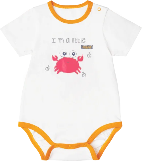 Bodysuit bé trai tam giác Bst Cua sốt trứng muối Animo KK822022_515 (0-12M,Trắng )