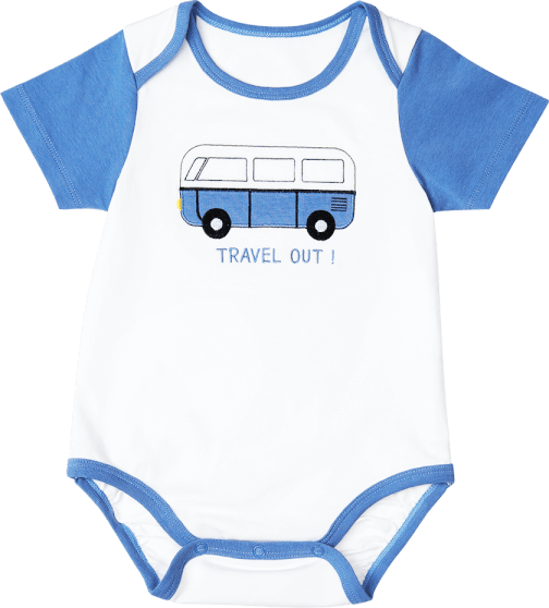 Bodysuit bé trai tam giác Bst Xe buýt nhiều màu Animo KK822027_522 (0-12M,Trắng )