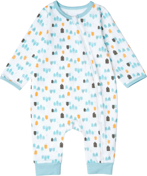 Bodysuit bé trai dài Bst Ngôi nhà của Gấu Animo KK822021_514 (0-12M,Xanh ngọc)