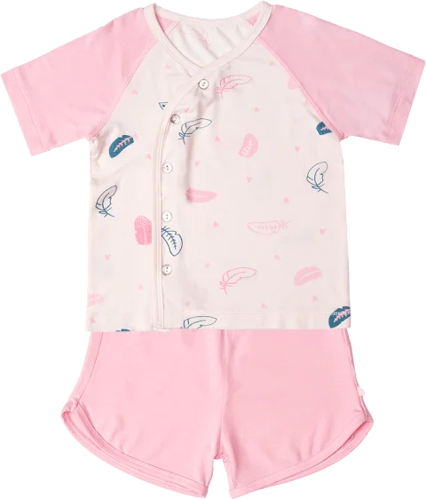 Bộ sơ sinh tính năng ngắn, vải modal BST Thiên Nga Animo BMC822073 (0-12M,Hồng)