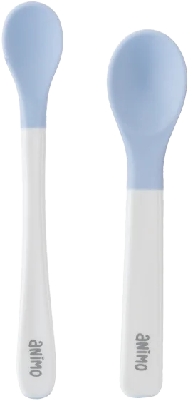 Vỉ 2 muỗng đầu mềm cho bé Animo (xanh, RK3704)