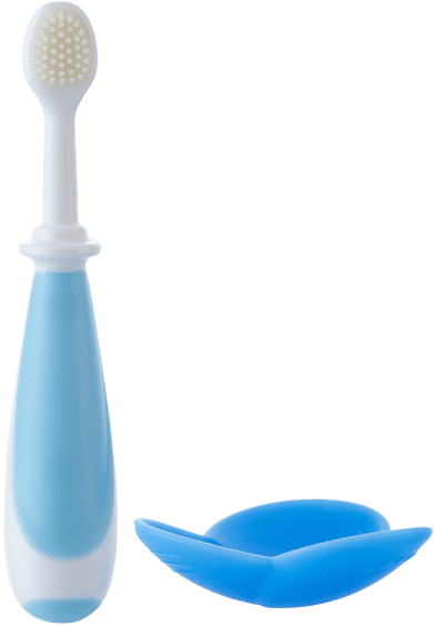 Bàn chải silicone kèm nắp chặn an toàn cho bé Animo (xanh, RKX4025)