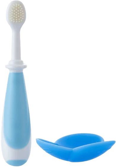Bàn chải silicone kèm nắp chặn an toàn cho bé Animo (xanh, RKX4025)