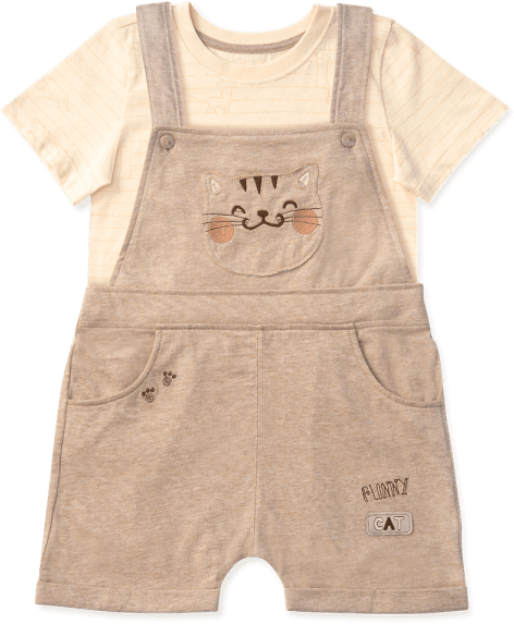 Bộ yếm bé trai, bst Mèo mũm mĩm Animo HS1122069 (6M-5Y,Dark Beige)