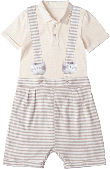 Bộ yếm bé trai, bst Mèo mũm mĩm Animo HS1122070 (6M-5Y,Dark Beige)