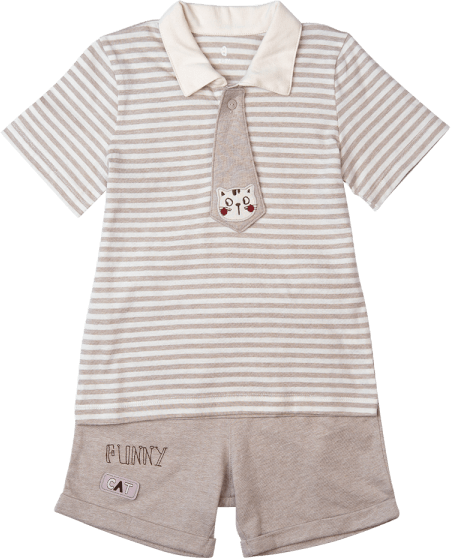 Bộ cavat bé trai ngắn, bst Mèo mũm mĩm Animo HS1122066 (6M-5Y, Dark Beige)