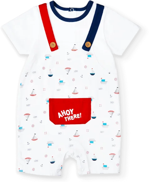 Bodysuit bé trai đùi, Bst Bé ra khơi Animo KK922037 (0-12M,Trắng họa tiết)